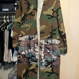 Camouflage Long Jacket with Pockets
